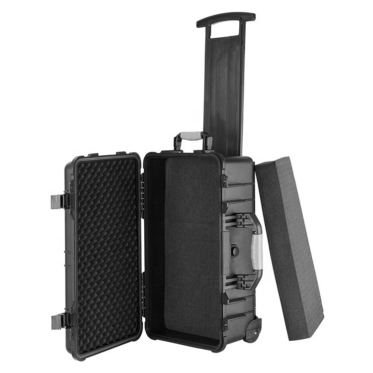 Pull handle rolling plastic carrying flight case