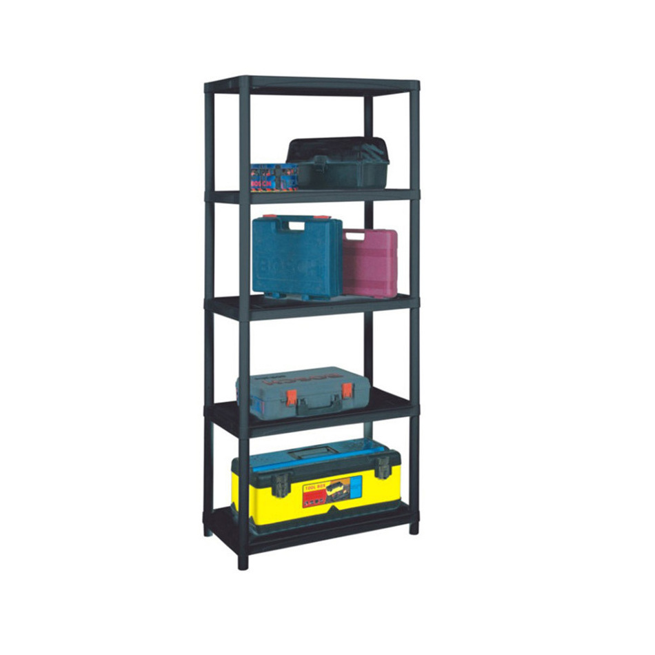 Heavy Duty Plastic Black Shelf Shelving Shelves Strong Rack Racking Home Storage Removable Unit  Universal Organiser