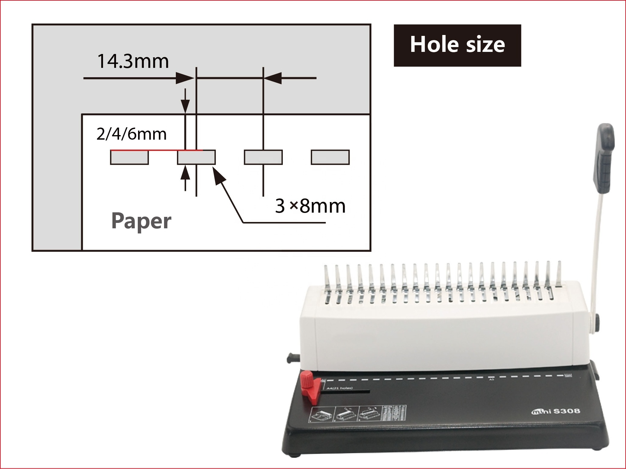 S308 A4 Manual Comb Punching and Binding machine Paper Book Binder Binding Machine