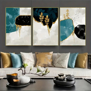 Mixed Media Collage Art Abstract Oil Painting On Canvas Frame Wall Art Decor Glass Painting For Living Room