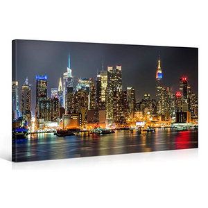 Night Lights New York City City Landscape Art Micro-jet Canvas Printing Wall Decoration Picture led wall light painting Wall Art