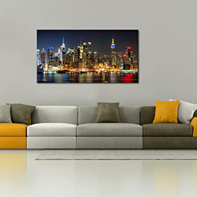 Night Lights New York City City Landscape Art Micro-jet Canvas Printing Wall Decoration Picture led wall light painting Wall Art