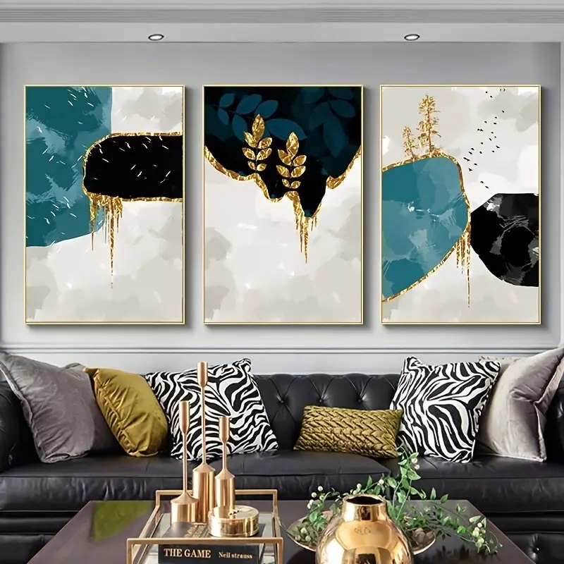 Mixed Media Collage Art Abstract Oil Painting On Canvas Frame Wall Art Decor Glass Painting For Living Room