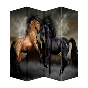 3-5 Panel stretched waterproof painting lion horse animal design landscape canvas prints canvas wooden screen room divider