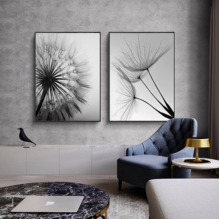 Dandelion Flower Canvas Painting Modern Black White Art Pictures for Home Decoration Living Room Abstract Wall Poster