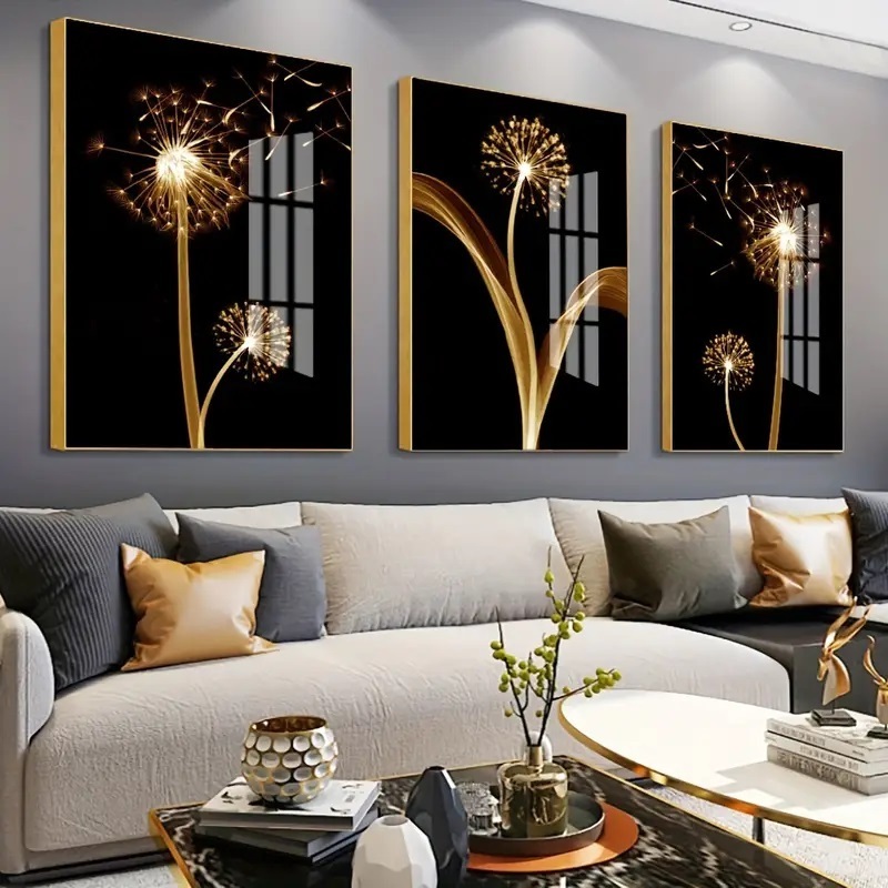 New Fashion Abstract Flower Dandelion Wall Picture Modern Art Still Life Crystal Porcelain Painting