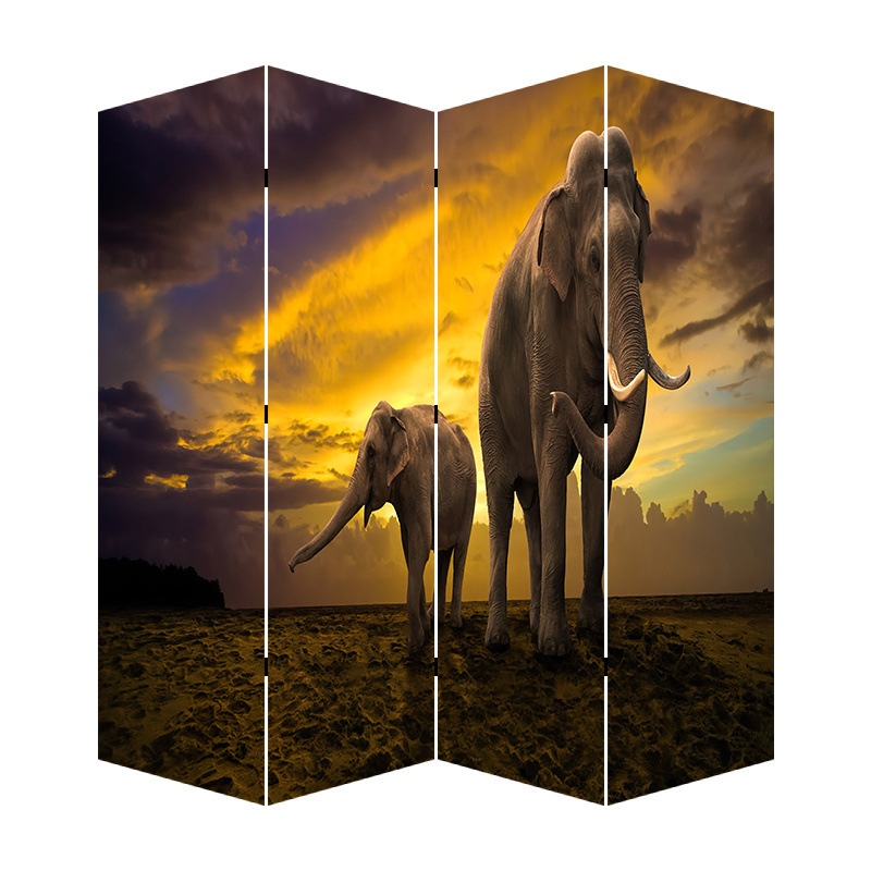 3-5 Panel stretched waterproof painting lion horse animal design landscape canvas prints canvas wooden screen room divider