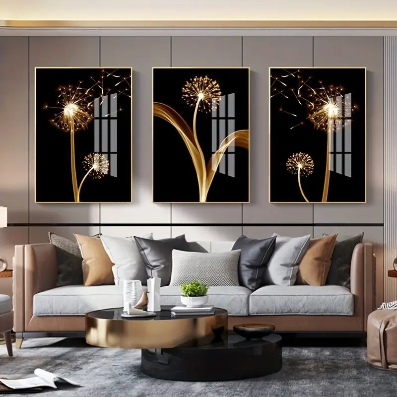 New Fashion Abstract Flower Dandelion Wall Picture Modern Art Still Life Crystal Porcelain Painting