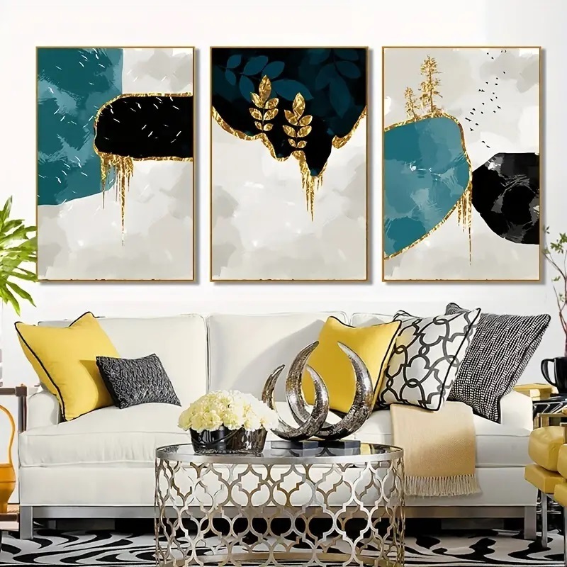 Mixed Media Collage Art Abstract Oil Painting On Canvas Frame Wall Art Decor Glass Painting For Living Room