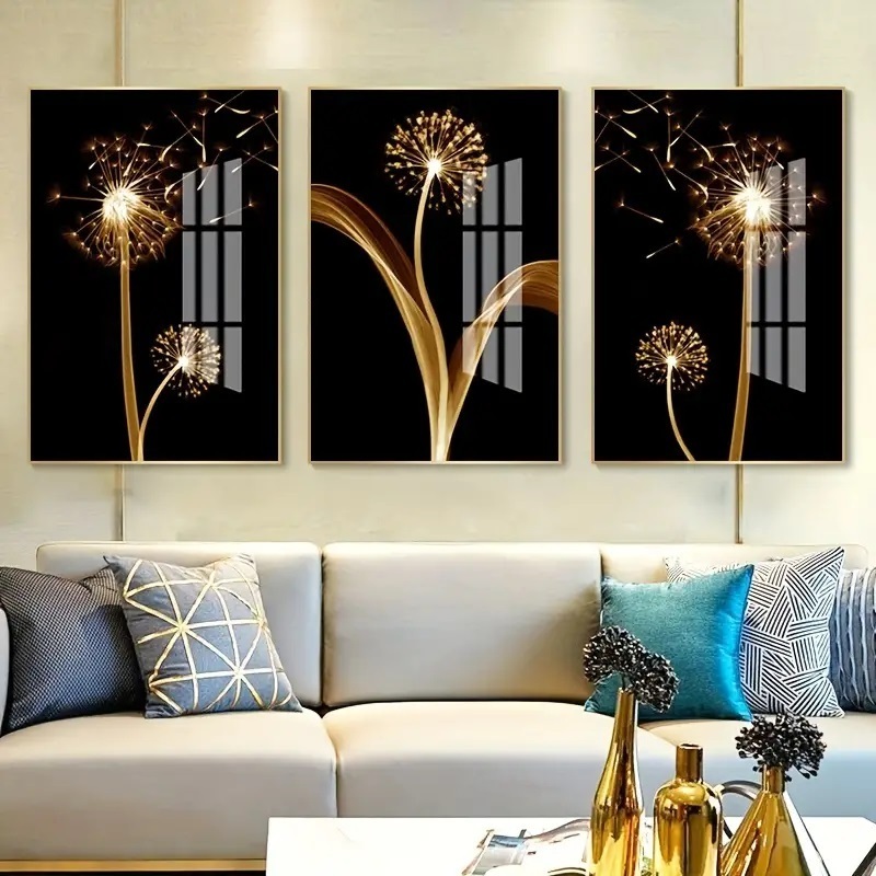 New Fashion Abstract Flower Dandelion Wall Picture Modern Art Still Life Crystal Porcelain Painting