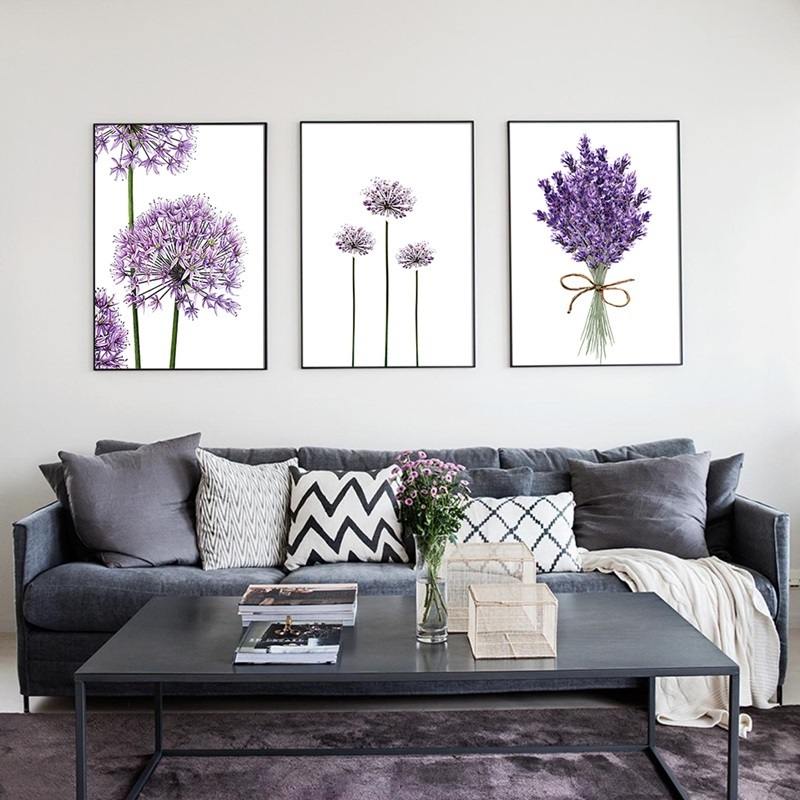 Scandinavian Lavender Flowers Poster Modern Canvas Painting Green Posters and Prints Home Decoration Bedroom Wall Art Pictures