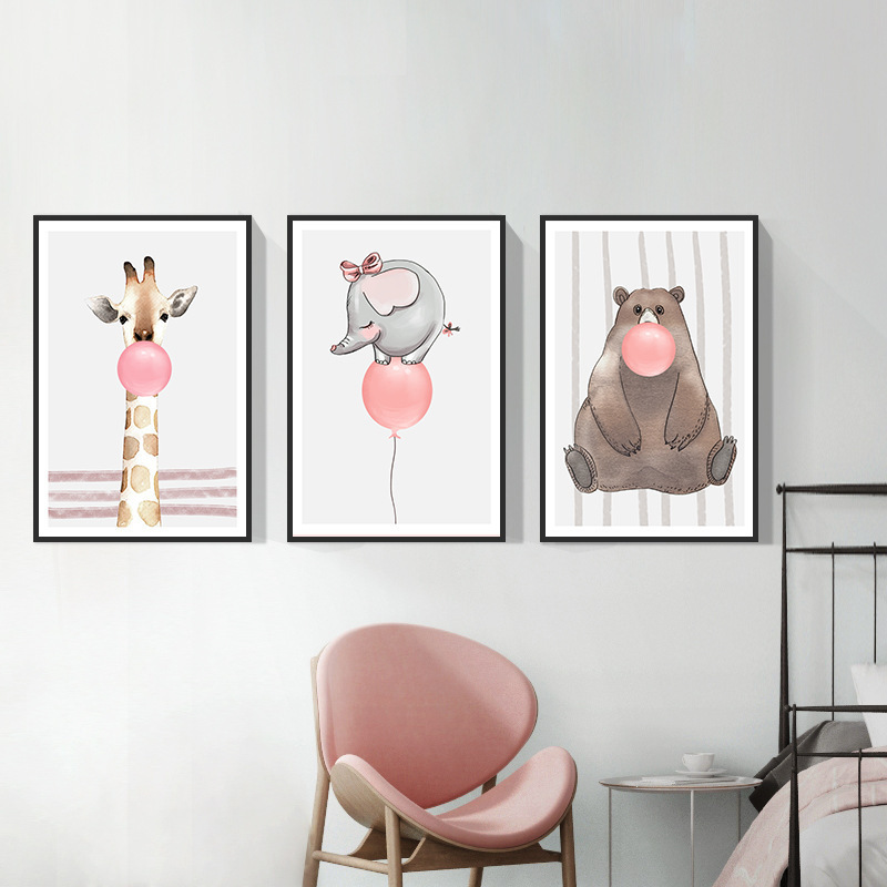 Hot creative cartoon cute animal  printing poster Home Decoration Painting Canvas Wall Art  For Kids