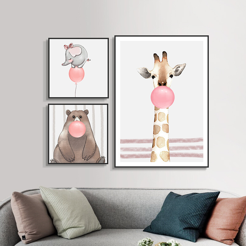 Hot creative cartoon cute animal  printing poster Home Decoration Painting Canvas Wall Art  For Kids