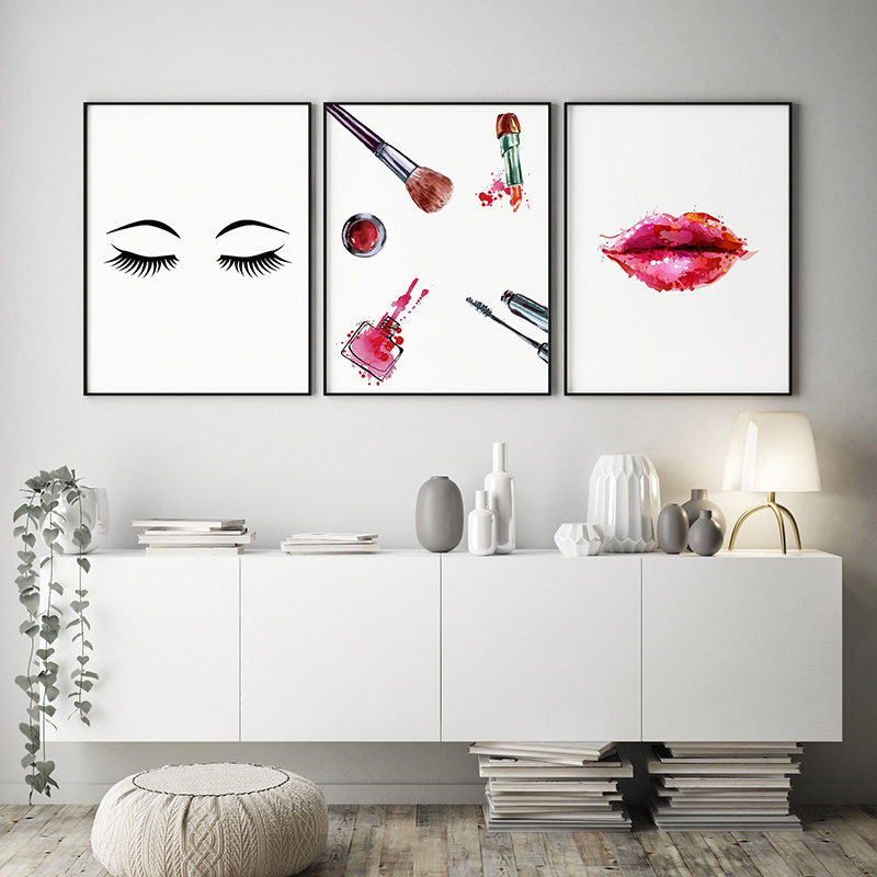 Wall Art Canvas Paintings Makeup Eyelashes Nordic Fashion Lipstick Pictures Prints Home Decor Poster For Living Room