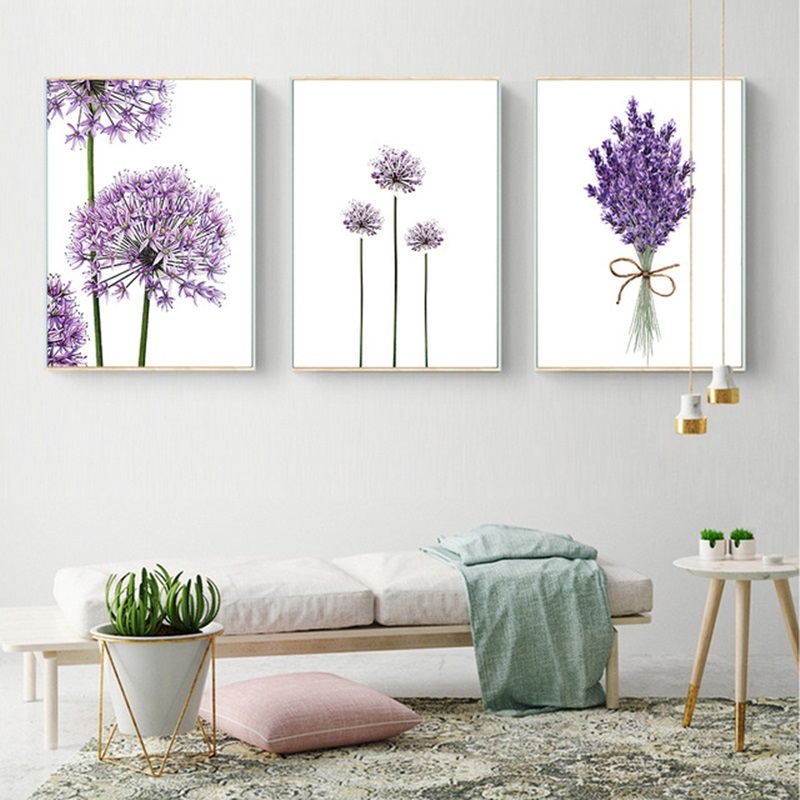 Scandinavian Lavender Flowers Poster Modern Canvas Painting Green Posters and Prints Home Decoration Bedroom Wall Art Pictures