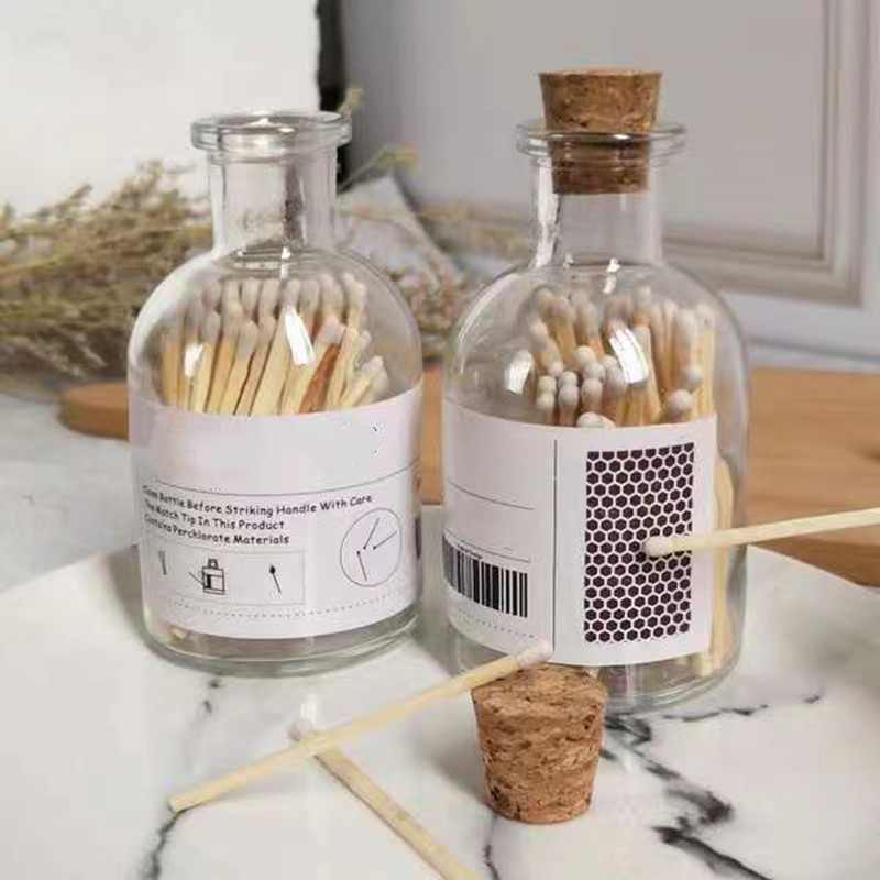 Wholesale Customized Glass Bottle Matches Head Wooden Matchsticks For Candle Jar matchpots