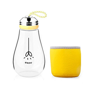 12 Ounce Creative Bulb Cup BPA Free Glass Travel Tea Mug Cute Water Bottle