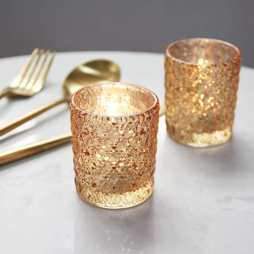 Gold Votive Candle Holders Tea Lights Candle Holder Bulk Mercury Glass Votive for Wedding Table Centerpiece christmas Halloween