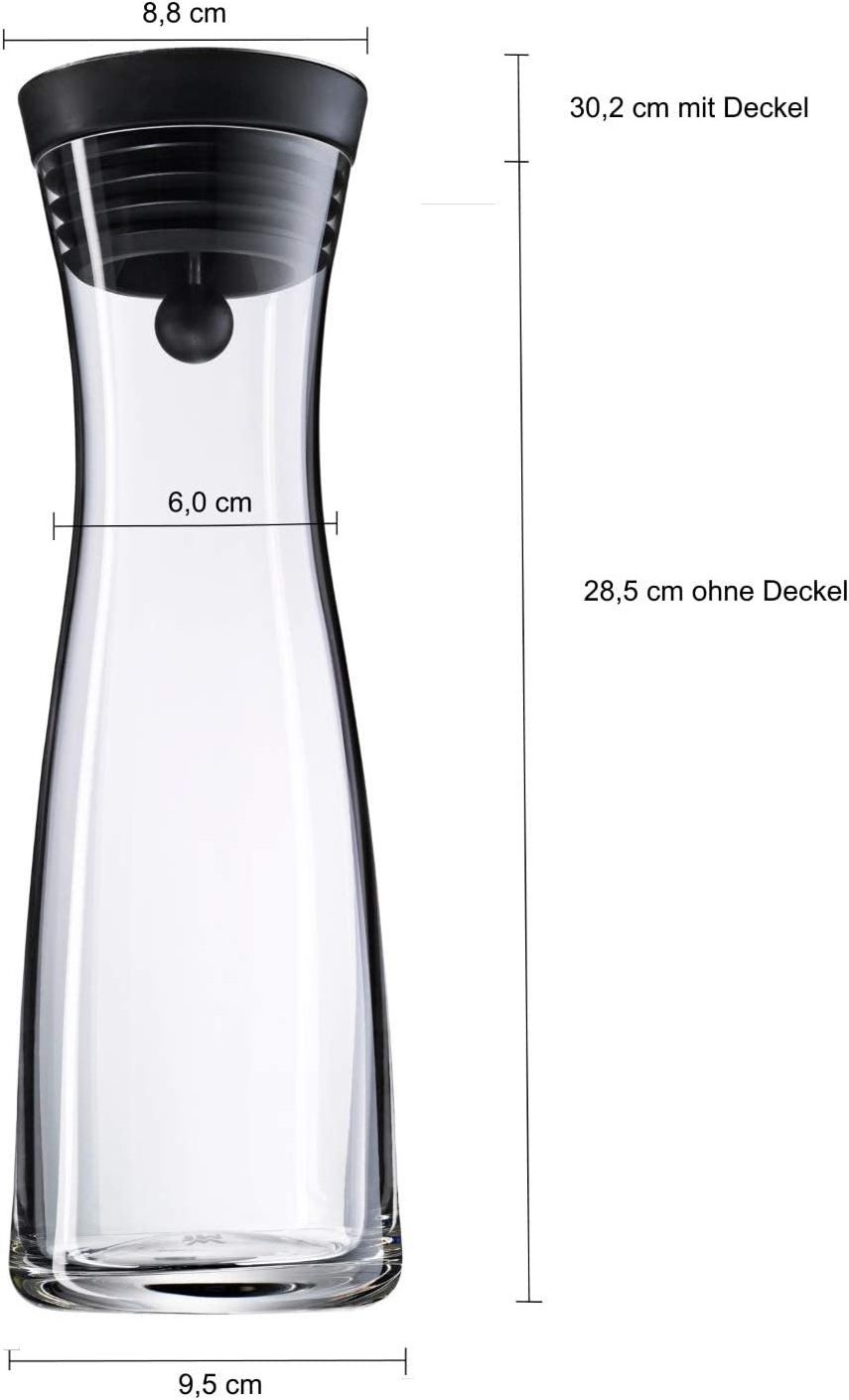 Drip-free high borosilicate glass carafe with stainless steel Silicone Flip-top Lid for Hot/Cold Water Coffee Ice Tea