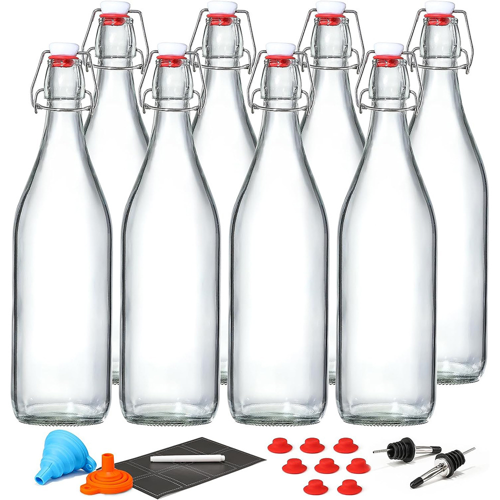 33 oz 1 Liter Swing Top Glass Bottles with Airtight Stopper Lids Flip Top Brewing Bottle for Fermentation Kombucha Mead