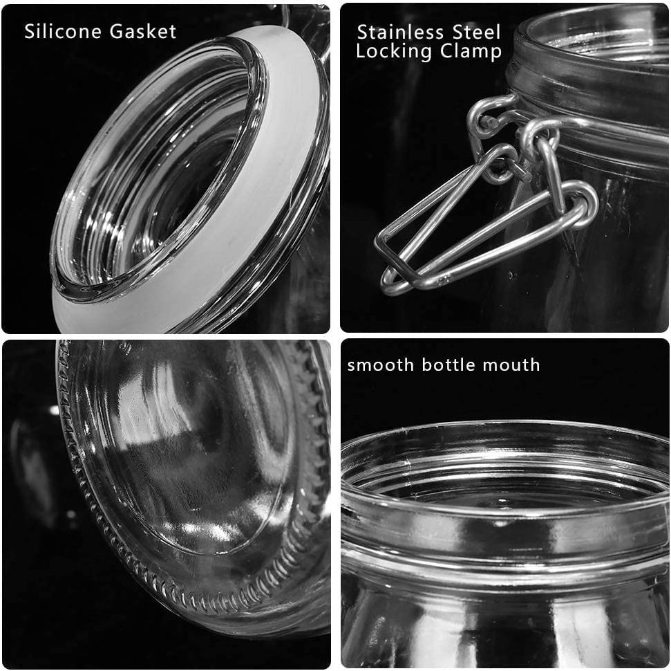 Wholesale  Cheap Wide Mouth Glass Small Candy Canning Jar With Wire Snap Lid Favor Swing Top Container For Spices Herbs