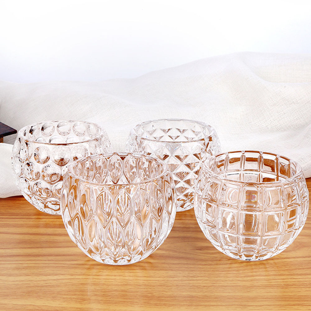 Wholesale Crystal Ball Clear Shape Modern Decoration Bowl 8cm*8cm Glass Candle Holder for Tealight Candlestick