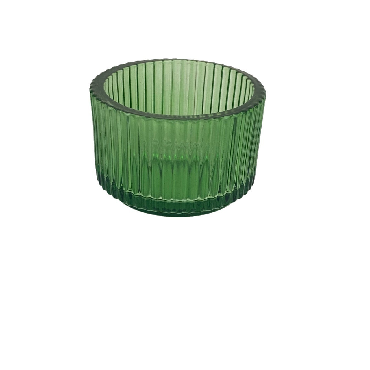 Wholesale 40ml 90ml Retro Dark Green Small Jar Ribbed Glass Tea light Holder Wax Cup