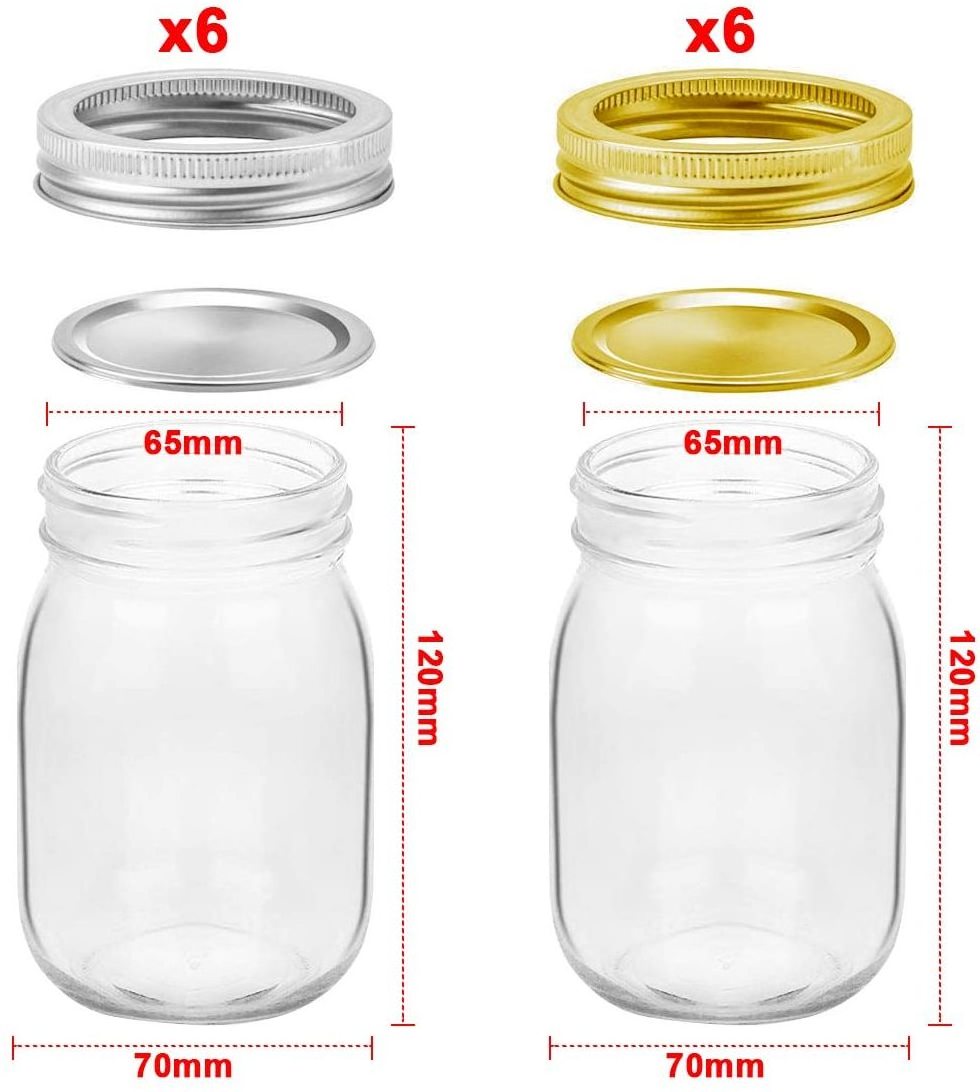 16oz 480ml clear Round Mason Glass Jar with Screw Top Tinplate Cover Lid