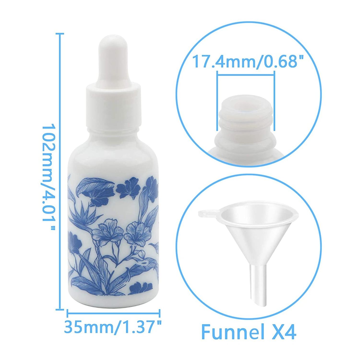 30ml 1oz Dropper Vials Ceramic Perfume Bottles Empty Dropper Bottles Containers Jars for Essential Oils Cosmetic Liquid Dropper