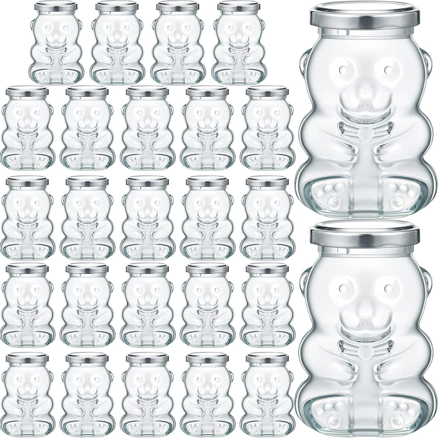 180ml 6oz Wholesale Teddy Bear Shape Glass Bottle Honey Glass Jar with Lug Lid Wooden Stick