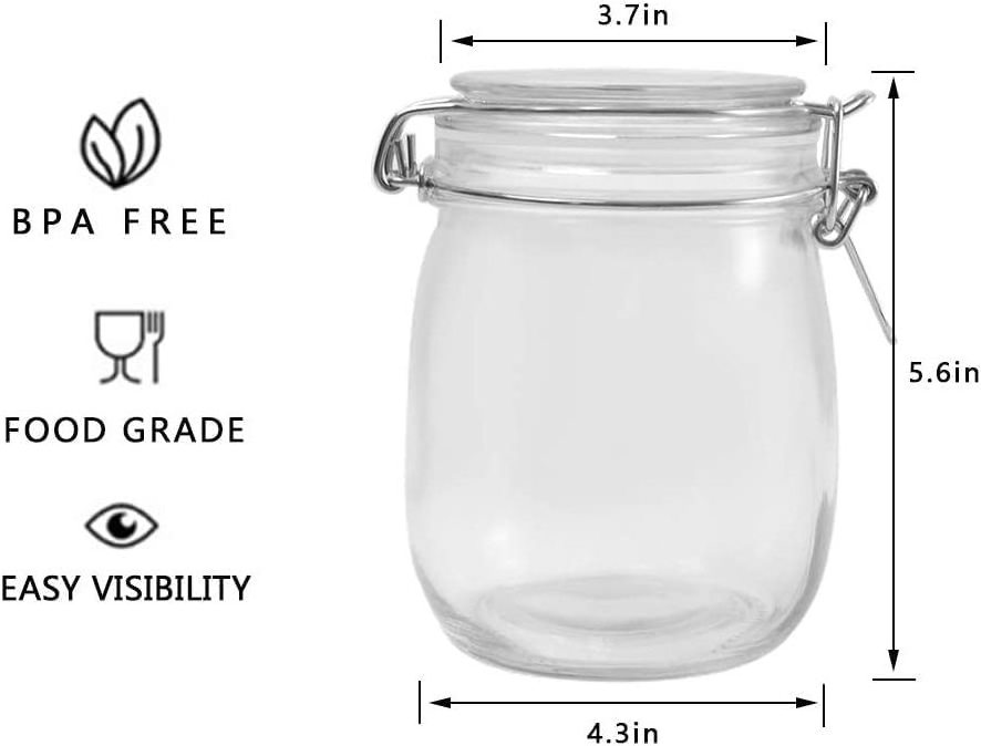 Wholesale  Cheap Wide Mouth Glass Small Candy Canning Jar With Wire Snap Lid Favor Swing Top Container For Spices Herbs