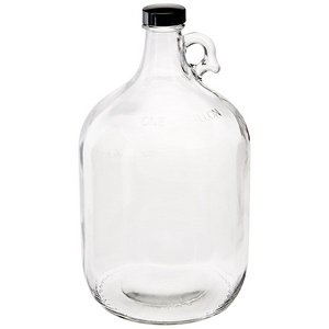 1 Gallon Bottle 128oz Clear Wine Cap Handle Beer Amber 4 Liter Glass Bottle Growler with Bakelite cap