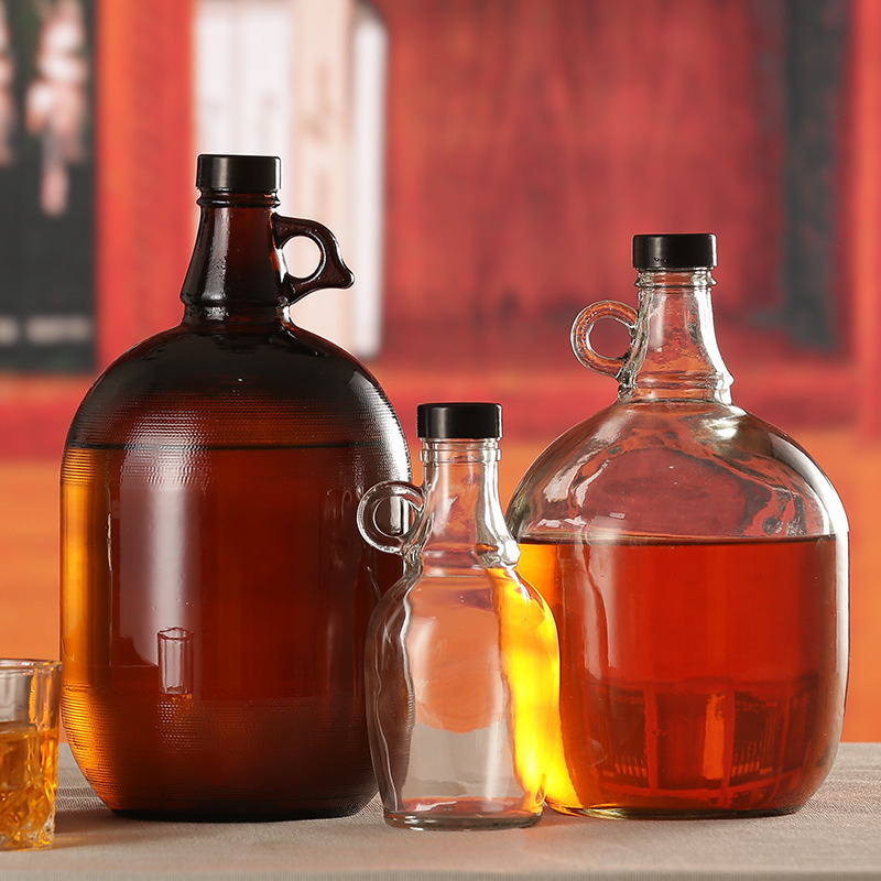 one gallon 4 liter amber wine containers california wine jars glass beer growler large capacity liquor bottle with a handle