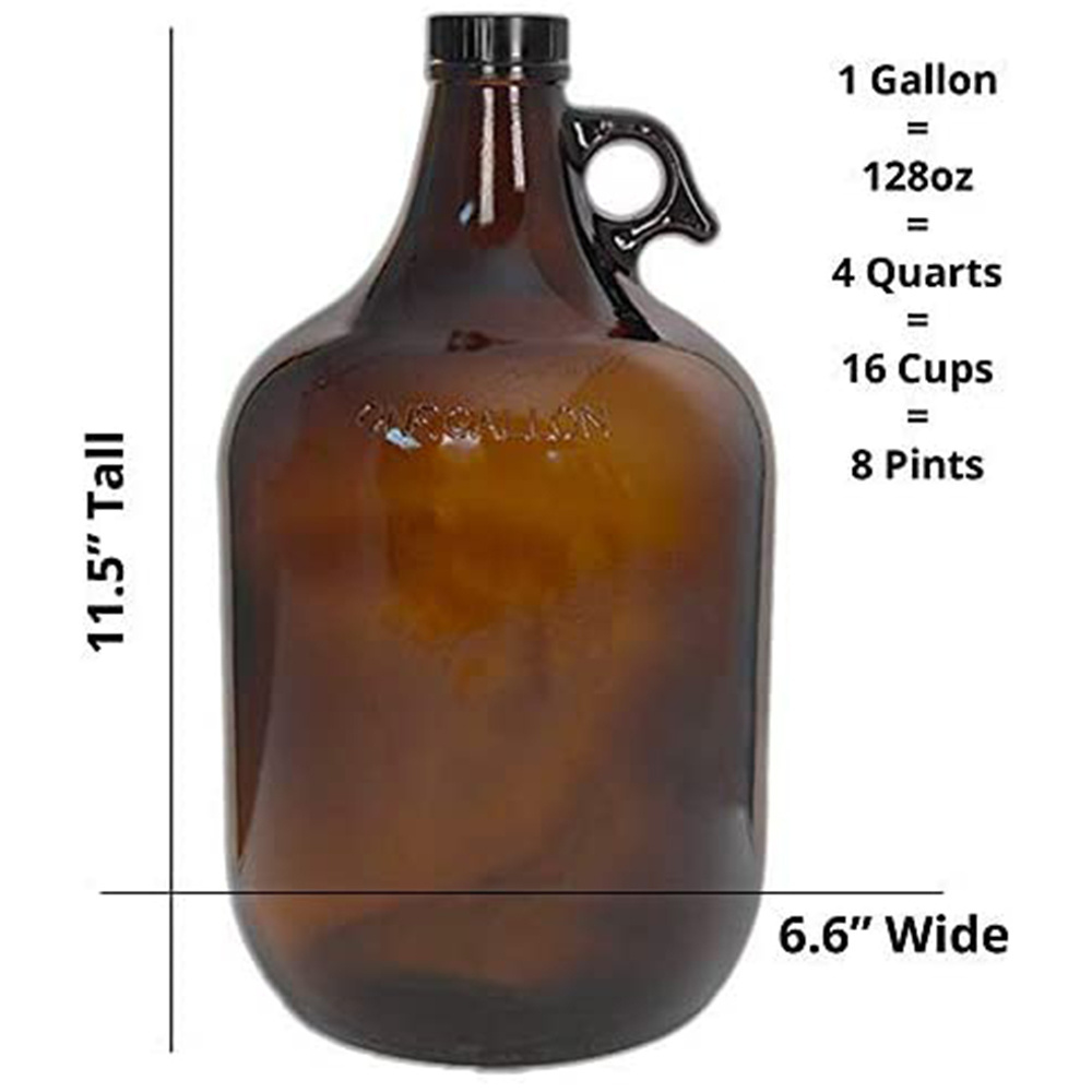 1 Gallon (128oz) Amber Glass Jug With 38mm Cap california 4L one gallon Glass Amber Beer Growlers