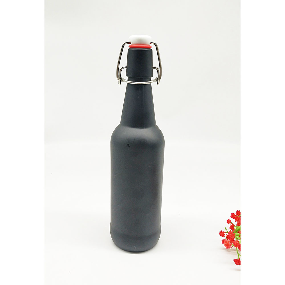 500ml   17oz  amber   clear   frosted   black  round  high   quality  glass  wine   beer   bottle  with  swing  top