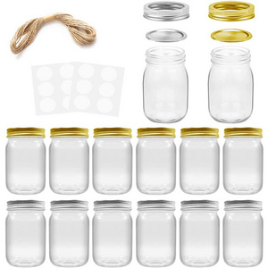 16oz 480ml clear Round Mason Glass Jar with Screw Top Tinplate Cover Lid