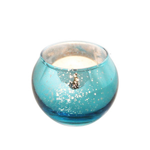 Home Decor Modern Design Electroplated Blue Mercury Bulk Clear Votive Candle Holders Glass Jars