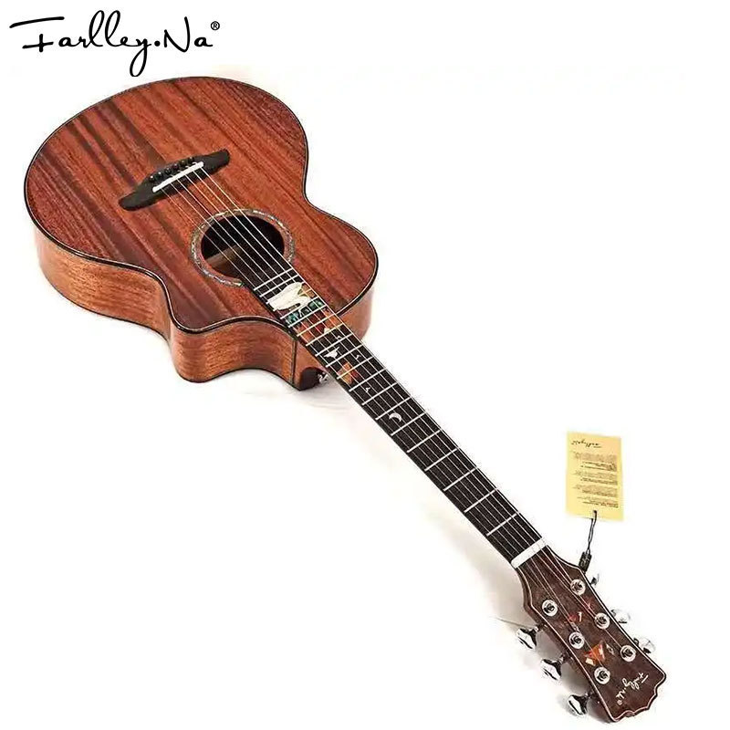 Farlley.Na Wholesale High Quality Travel Solid Koa End Cowboy Mahogany Acoustic Classic Guitars Solid Wood 41 Inch Strings For