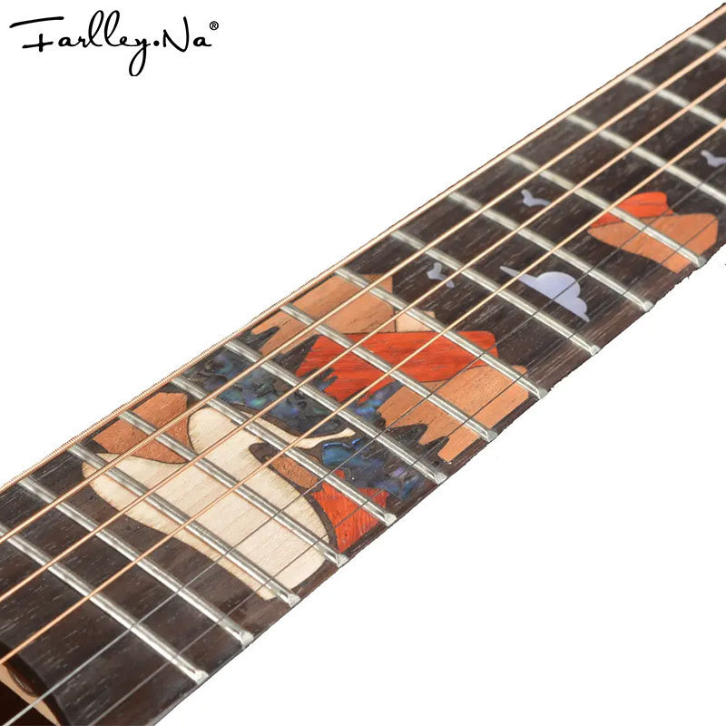 Farlley.Na Wholesale High Quality Travel Solid Koa End Cowboy Mahogany Acoustic Classic Guitars Solid Wood 41 Inch Strings For