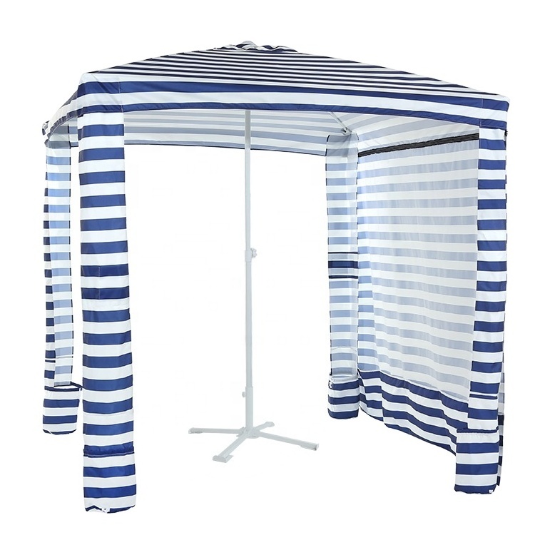 Custom Printing Stripe Portable Windproof  Beach Tent Sun Shelter Pop Up Outdoor Beach Umbrella Cabanas