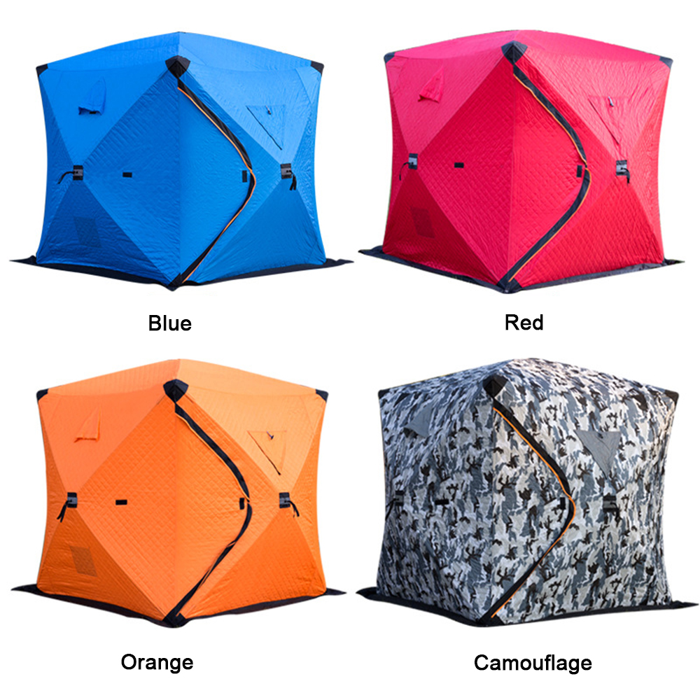 High Quality Oxford Cloth Fabric Winter Ice Cube Fishing Shelter 3-4 Persons Heat Insulation camping Tent To Keep Warm