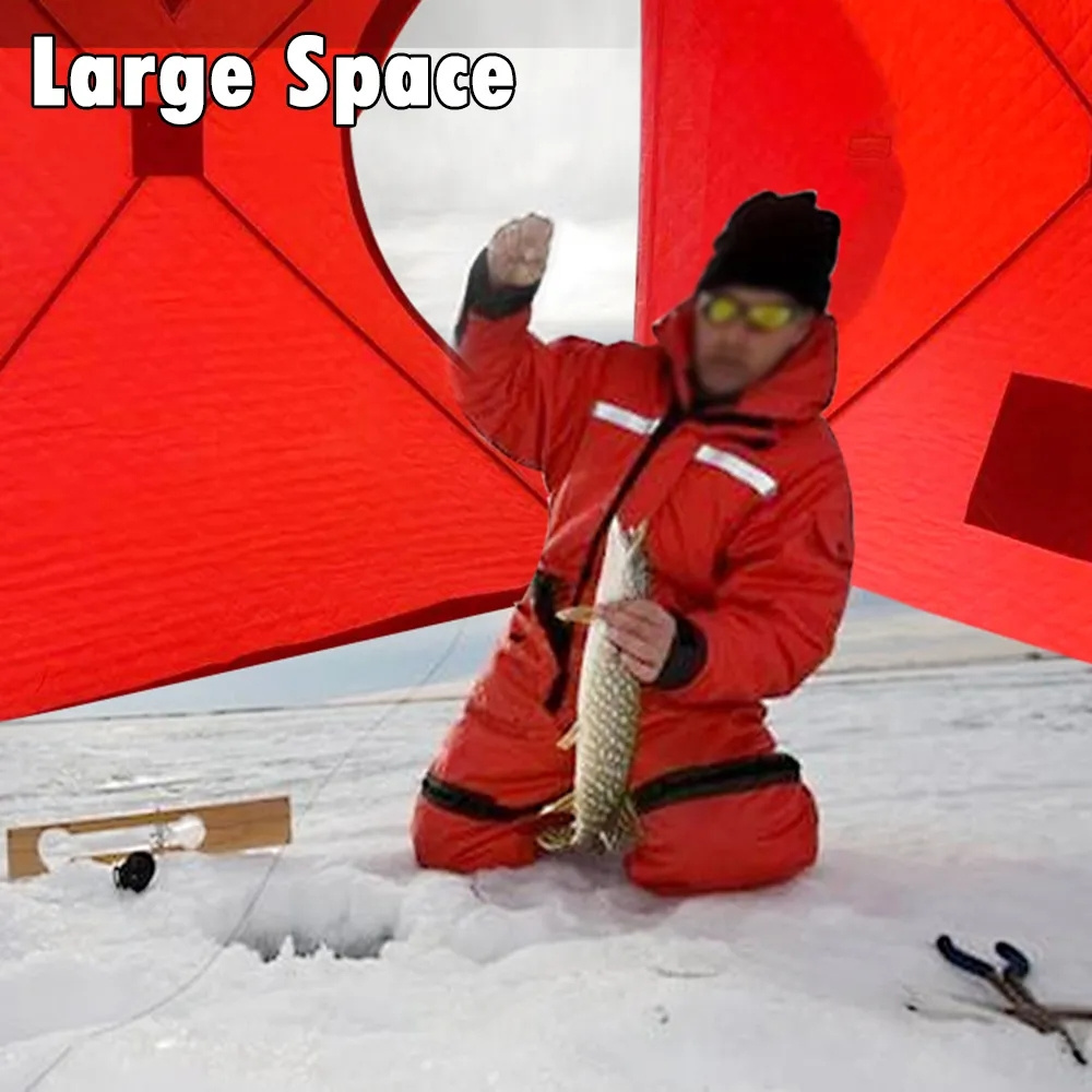 High Quality Oxford Cloth Fabric Winter Ice Cube Fishing Shelter 3-4 Persons Heat Insulation Camping Tent To Keep Warm