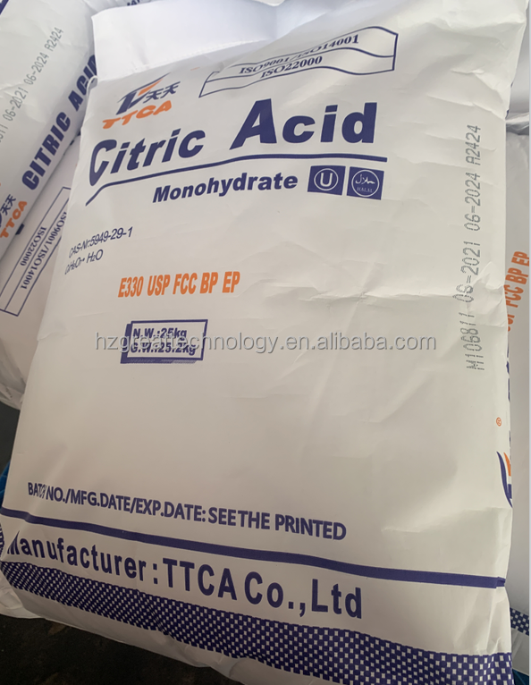 Weifang ttca brand Monohydrate citric acid anhydrous citric acid China good price