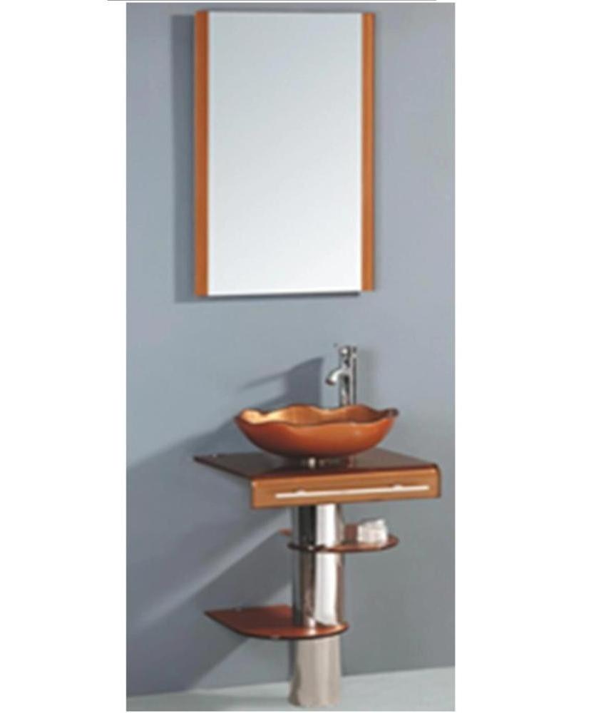 Black Bowl Basin Hangzhou Floor Stand Bathroom Glass Basin With Mirror