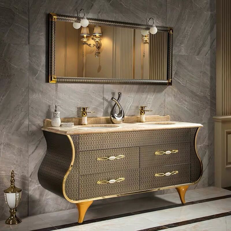 Hangzhou double sink  luxury 48 inches stainless steel  bathroom vanity steel cabinet