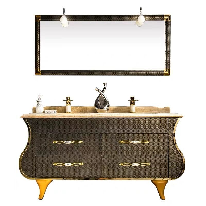 Hangzhou double sink  luxury 48 inches stainless steel  bathroom vanity steel cabinet