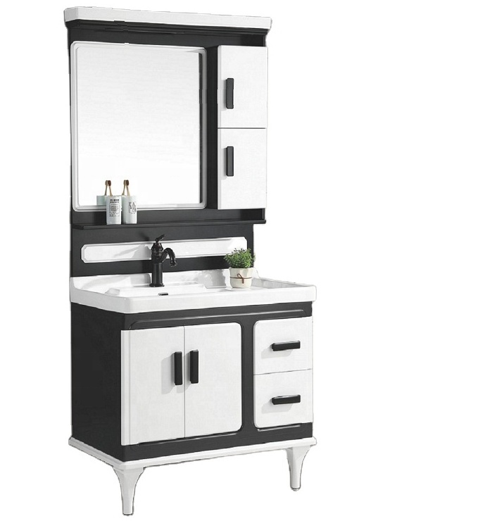 black and white floor pvc bathroom cabinet hangzhou