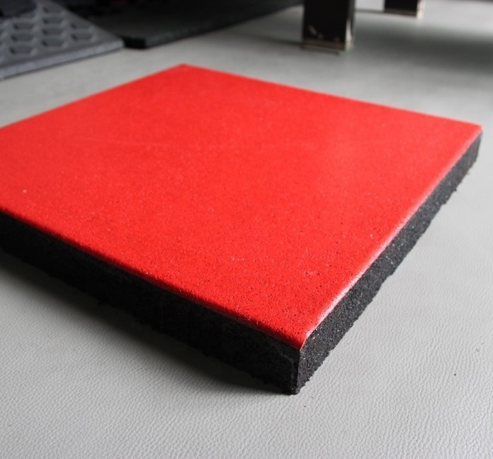 Anti-Shock 15-50mm Thick Gym Floor Rubber Rubber Tiles red color