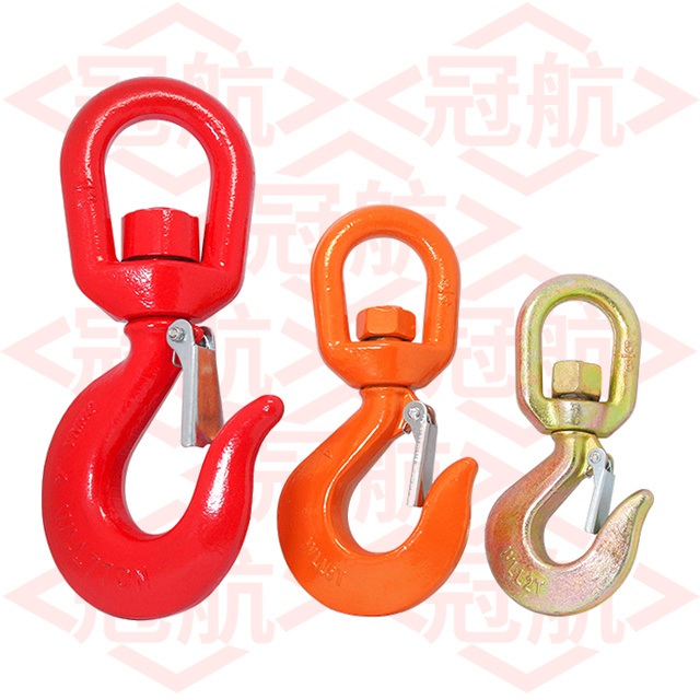 Carbon steel 0.75 ton Swivel safety hook with latch Lifting Swivel Hooks for factory