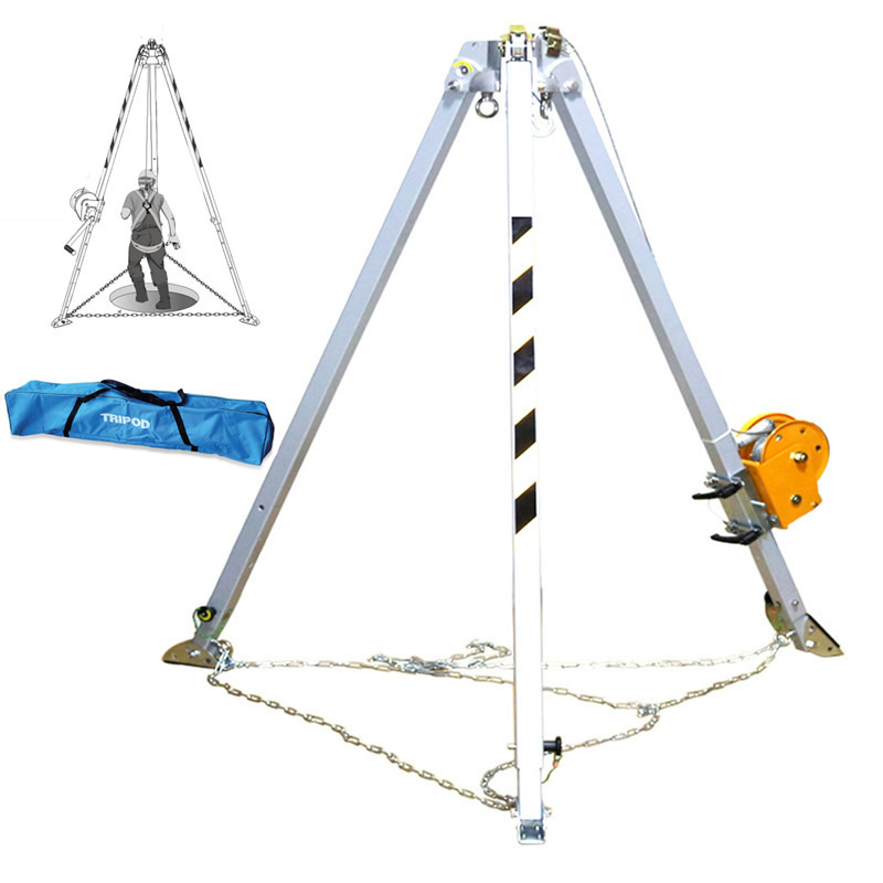 Lifting safety rescue tripod with hand winch aluminium alloy Lifting tripod for fire rescue